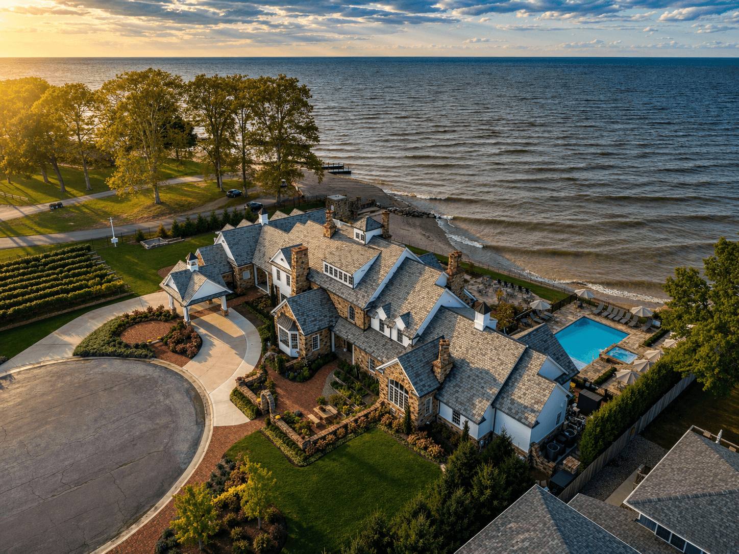 Lake Erie behind the Vincent William Wine estate