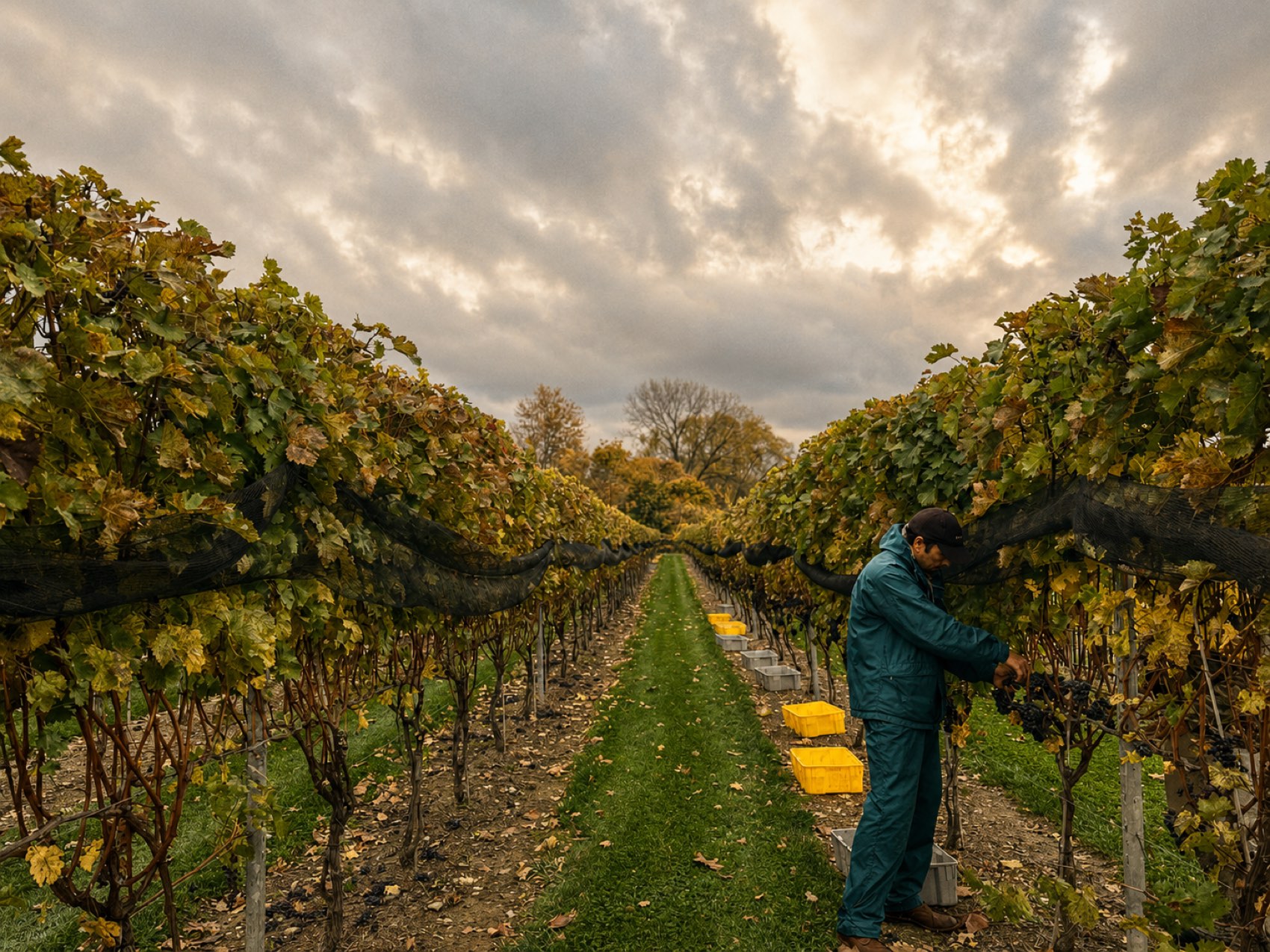 The vineyard at sunset
